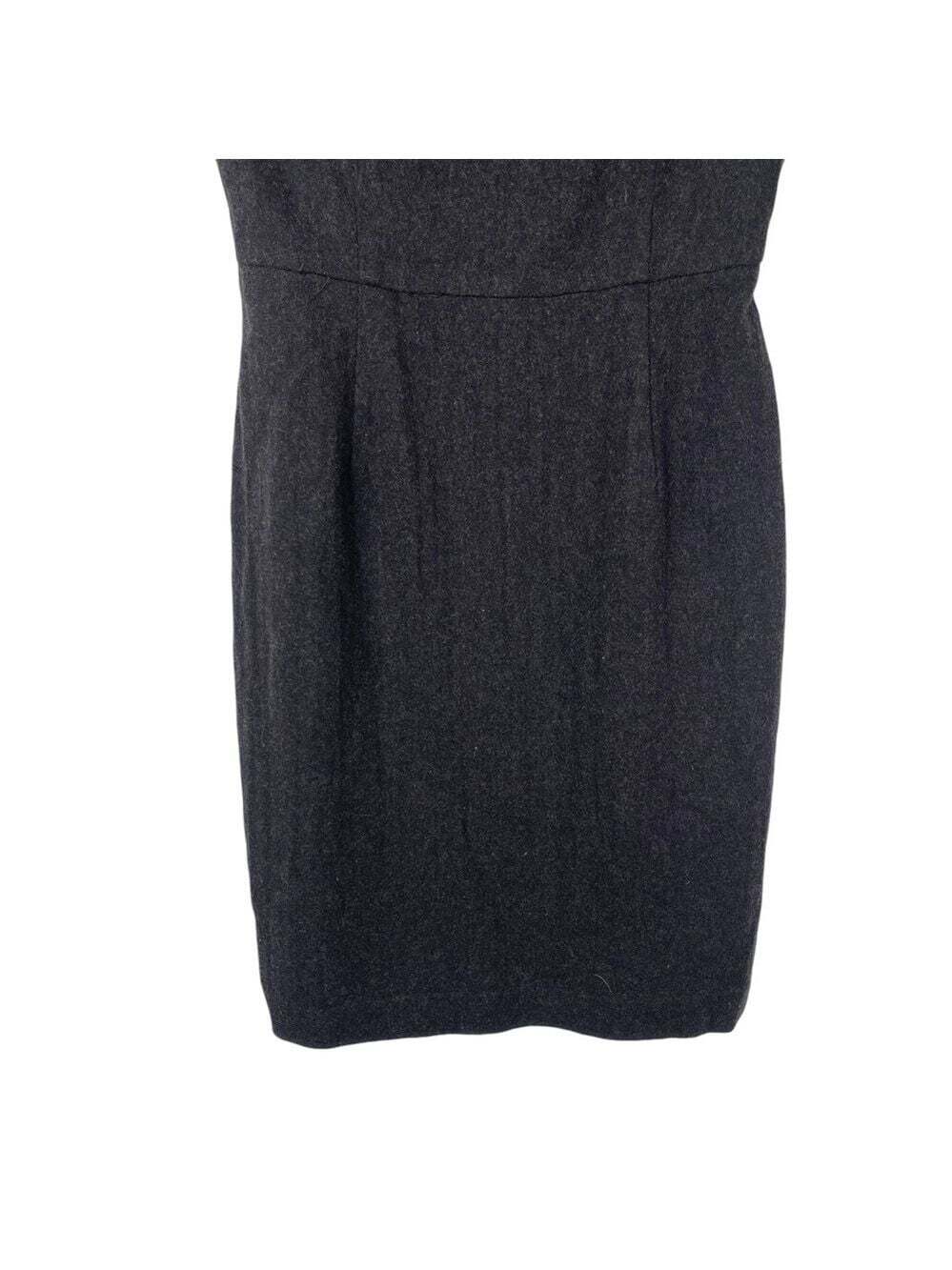 Anthropologie PIM + LARKIN Grey Wool Dress Small Fit and Flare Cap Sleeve MIDI - Picture 6 of 16